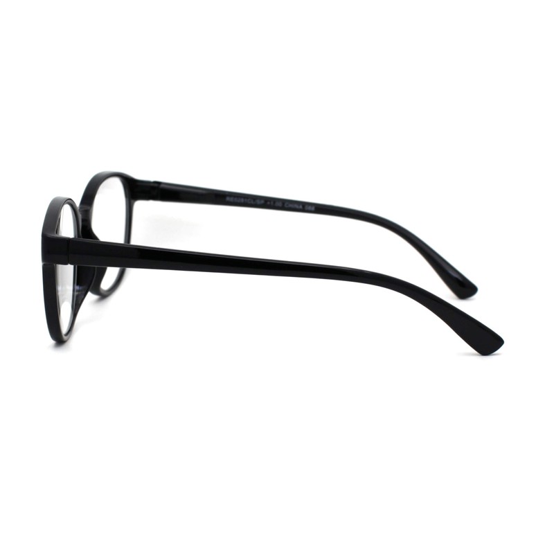 SA106 Round Thin Keyhole Horn Rim Plastic Reading Glasses Black