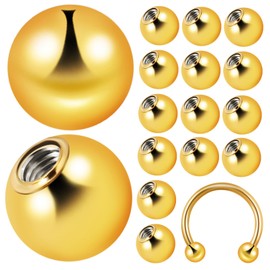 Outanaya 20 Pcs Gold Loose Beads for Belly Button Rings Body Jewelry Spacers for Women Durable Jewelry Making Balls for Piercings and Bracelets