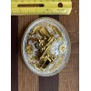 Unknown Western Gold Solid Metal Oval Belt Buckle with 2