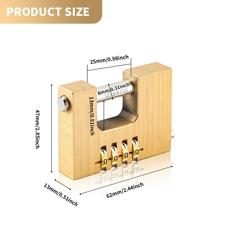 YKUKIZEE 62 mm Combination Padlock with Code, High Security Shipping