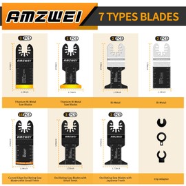AMZWEI 28 PCS Oscillating Tool Blades, Professional Universal Titanium Multitool Blades for Wood Metal, Quick Release Oscillating Saw Blades Kits Compatible with Dewalt Ryobi Milwaukee Rockwell Fein