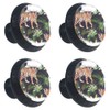 Tiger Jungle Animal and Tropical Leaves Cabinet Door Knobs Handles
