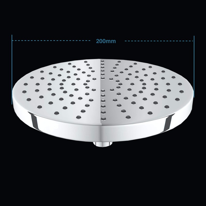 Krobec Shower Head Shower Head 200mm Chrome Premium Shower Set