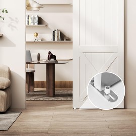 Kinmade Barn Door Bottom Floor Guide Brushed Nickel,Flush Bottom Design,Adjustable Roller Wall Mounted,Fit All Size Door(4 Packs)