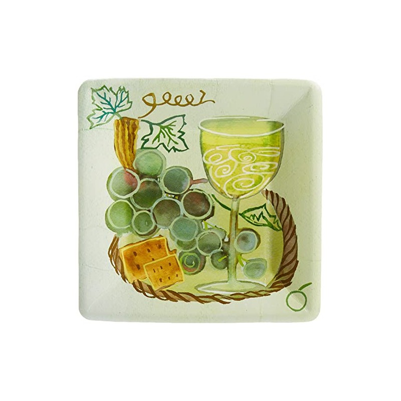 Boston International 8 Count Square Paper Dessert Plates, Napa White