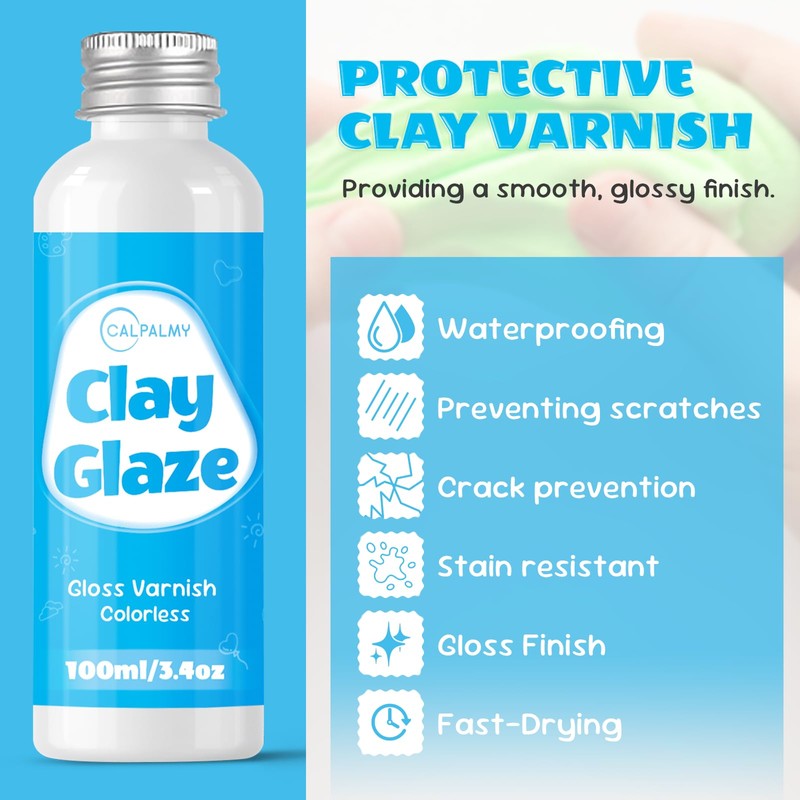 CALPALMY (2-Pack) 100ml Gloss Glaze Varnish Kit for Air Dry