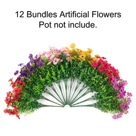 HyeFlora Artificial Faux Plants Flowers Outdoor Outside Decoration, 12 Bundles Fake Silk Daisy Realistic UV Resistant for Home Planter Front Door Porch Patio Yard Decor