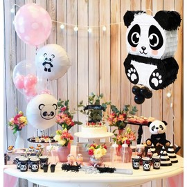 Bygytyo Panda Pinata Set with Pinata Stick and Blindfold, Hand Made Animal Pinata Perfect for Birthday Party, Theme Party, Decoration (Panda)