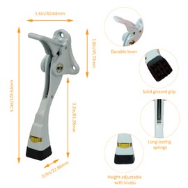 GoldPig Door Stoppers, 2 Pack Kickdown Door Stop with One-Touch semi-Automatic White Door Stopper Adjustable Height and Rubber Tip 4 Inches, Heavy Duty Door Stops, Door Holder (White).