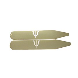 Gold Toned Etched Greek Letter Psi Collar Stays