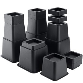 BTSD-home Adjustable Bed Risers Elevation in Heights 3,4,5,6,7,8,9 to 10 Inch Heavy Duty Furniture Risers for Couch Desk Chair and Sofa Bed Lifts Risers Set of 4 (16 pcs Black)