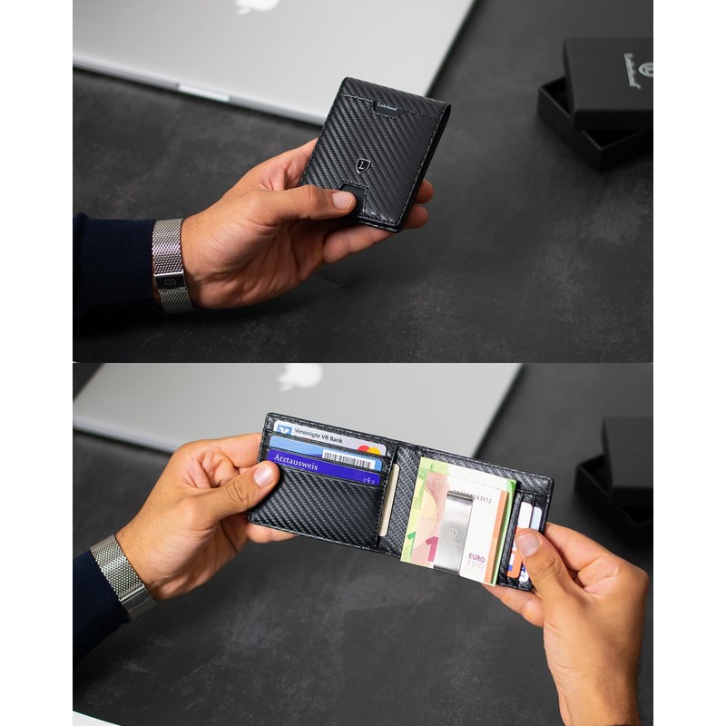 Lederhand Clip Wallet, carbon, S, Contemporary