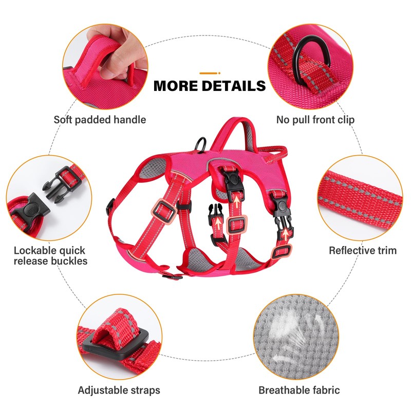 Escape Proof Dog Harness Medium Sized Six Point Adjustable, Soft