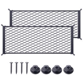 MWMNUN 2 Pcs Universal Stretch Mesh Car Mesh Bag with Screws and Hooks for Trunk RV Boats Home Cargo Storage (23.6'' x 9.8'')