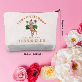 TSOTMO Tennis Champagne Club Zipper Cosmetic Case for Tennis Lovers and Mom - Sports Gift