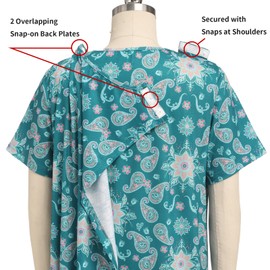 Deyeek Women's Adaptive Open Back Elderly Nightgowns for Women - Assisted Dressing Hospital Gown With Shoulder Snaps 2XL