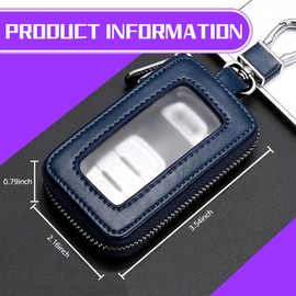 Polcatay Car Remote Key Bag, Leather Zippered Anti-scratch Anti-tamper Key Storage Bag with Bracket, for Cars (Royal Blue)