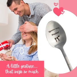 ZINELLO DESIGN - 18/10 stainless steel coffee & dessert spoon engraved "Spoon Me, Maybe" | Original couple gift, Valentine's Day gift idea, breakfast, dishwasher safe