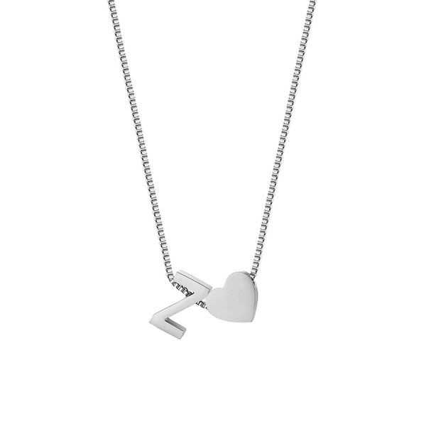 JewelryWe Jewellery, Women's Necklace with Letter Initial and Heart, Alphabet