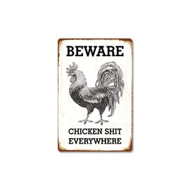 Tin Sign For Funny Metal Sign Rooster Beware Chicken Everywhere Chicken Coop Decor Outdoor Indoor Wall Panel Retro Vintage Poster 8x12 Inch