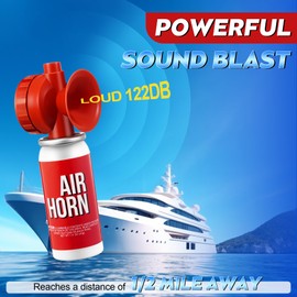Saillong 4 Pack 1.4oz Boat Air Horn for Safety, Loud Marine Air Horns Can, Mini Small Blow Fog Bear Air Horn, Emergency Use for Sporting Events, Boat, Animal Alarm, Meet Us Coast Guard