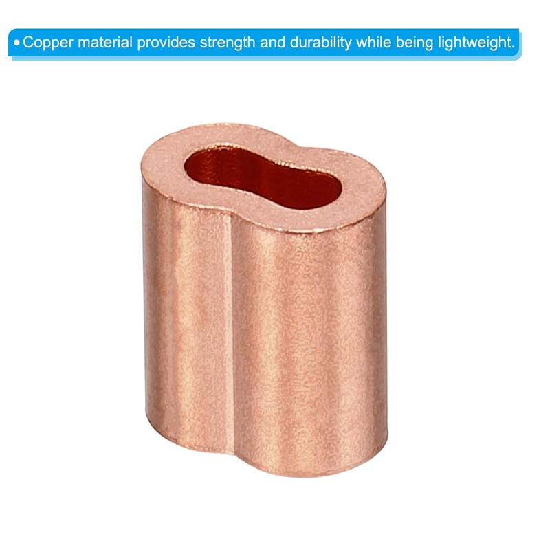 PATIKIL 1/16"/ 1.5mm Wire Rope Loop Sleeve, 5 Pack Copper
