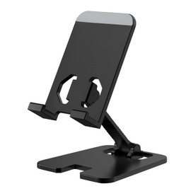 Amzpas Adjustable Cell Phone Stand Metal, Foldable Desktop Cellphone Stand with Anti-Slip Base and Convenient Charging Port, for Phone 17 16 15 14 13 12 11 Pro Xs Xs Max Xr X 8, All Phones