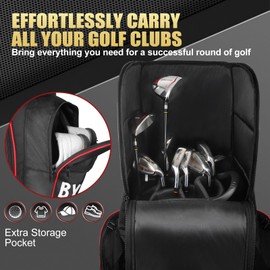 BYBOMYA Soft-Sided Golf Travel Bag Padded Heavy Duty 1680D Oxford Travel Golf Bags with Wheels for Airlines Wear and Abrasion Resistant Travel Golf Bags for Airlines Unique Base Design