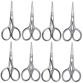 FOMIYES 8pcs Stainless Steel Eyebrow Scissors Precision Trimming Tool for Men Includes and Rounded Tip Brow Scissors for Facial Hair Grooming Nose Hair Removal and Beard Shaping