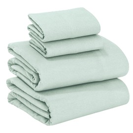 RUVANTI Flannel Sheets Queen Size - Velvety Soft & Comfortable - 100% Cotton Brushed Bed Sheet Set - Deep Pockets 16 Inches - Breathable, Warm & Cozy -4 Pcs- Mint