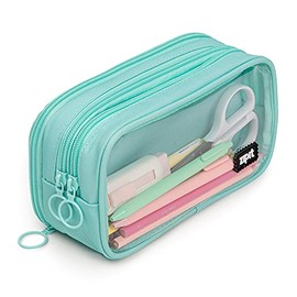 ZIPIT Estuche medio y medio para lápices, bolsa con cremallera de 3 compartimentos para la escuela, bolsa de papelería para adolescentes, niñas, niños