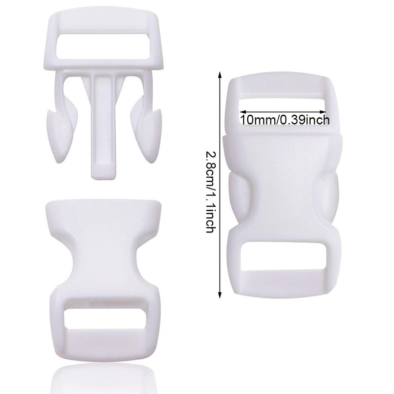 PENTA ANGEL White Plastic Buckle 20Pcs 3/8inch Quick Side Release