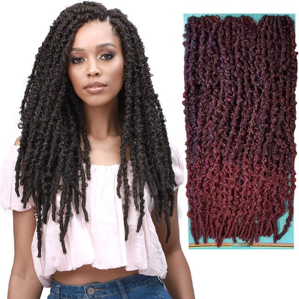 Bobbiboss 3X Butterfly Locs Crochet Hair - Calif Butterfly Locs 18", Pre Looped Long Distressed Faux Locs, Colored Crochet Braids Hair, African Root Braid Collection, Synthetic Hair for Braiding (18Inch, 3X 1Pack, Off Black (1B))