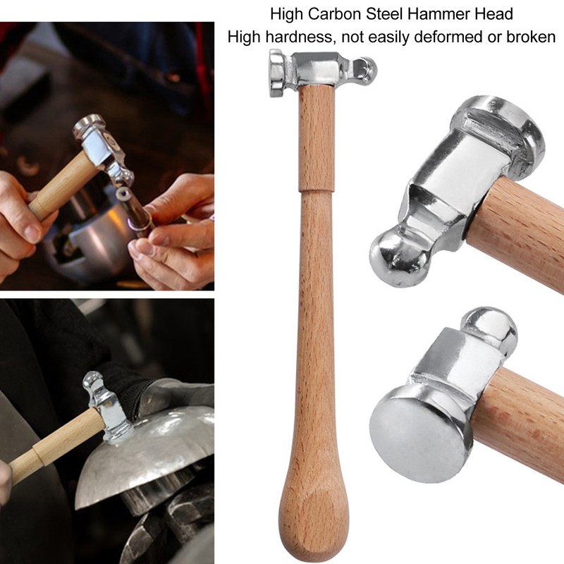 Mini Hammer High Carbon Steel Round Head Ergonomic Wooden Handle