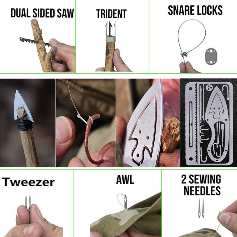 Buspoll Survival Cards: (18- in -1) EDC wallet multifunctional survival