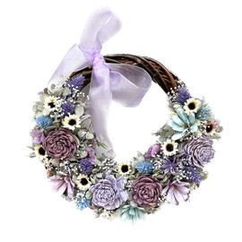 Lulu's Lulu's Crescent Moon Flower Wreath, Purple, Preserved Flowers, Dried Flowers, Natural Wreath, Size (W x H x D): Approx. 8.7 x 7.9 x 2.8 inches (22 x 20 x 7 cm), Purple Lulu's-1399
