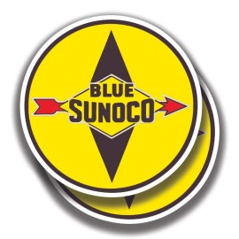 The Decal And Sticker Mafia BLUE SUNOCO GAS OIL DECAL 2 Stickers Bogo Vintage Car Window Bumper Truck - 3"W x 3"H