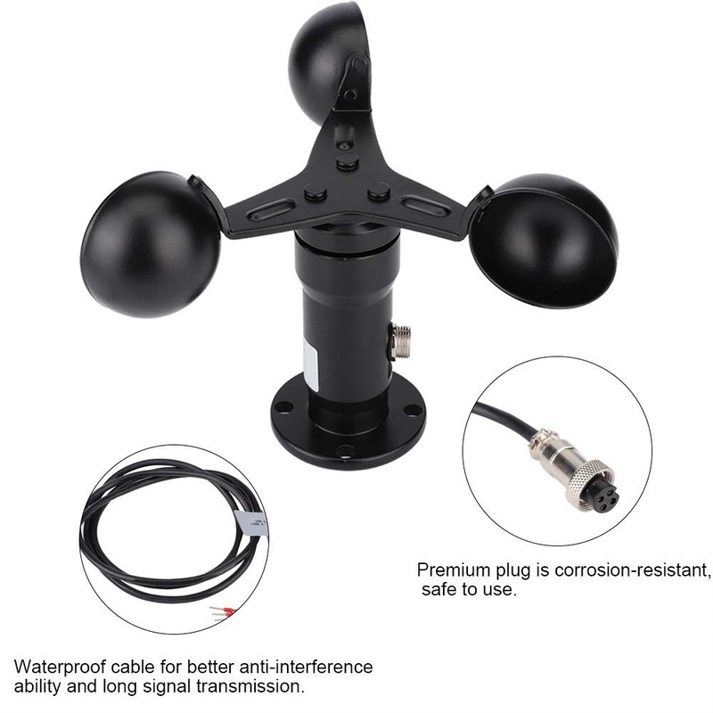 Anemometer Wind Speed Sensor 0-10V, DC 12-24V Aluminium Housing, 0-30m/s