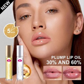Instant Lip Plumping Essential Oil Nourishing Antiwrinkle Moisturising Sexy Lip Care Ultimate Plumping Lip Gloss Serum Cosmetics - Color: SET