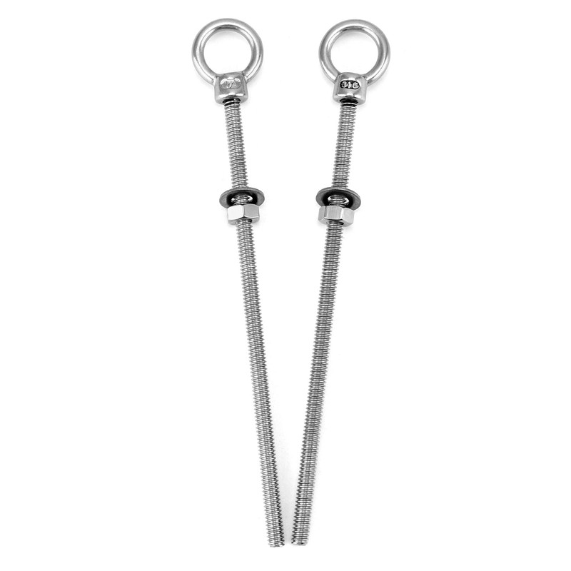 QWORK Threaded Eyebolts, 10 Pack 1/4" x 6" Long Stainless