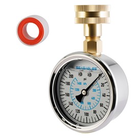 SeaEagles 2-1/2" Glycerin Filled Stainless Steel Water Pressure Test Gauge, 3/4" Female Hose Thread, 0-200 psi/kpa (Glycerin Filled 200)