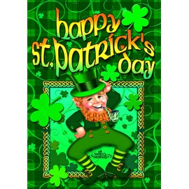 Toland Home Garden 102128 - Bandera Decorativa (28 x 40 Pulgadas, diseño de trébol de trébol de Doble Cara), diseño de trébol de San Patricio