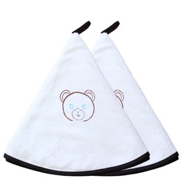 Cocoon Lab Round Towel Terry Towel 2 Pieces 100% Cotton Tea Towel Set Towel with Hooks Kitchen Bathroom Accessories White and Black Hands for Dishwashing (Teddy)