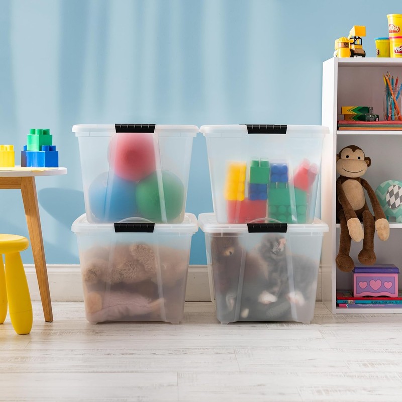 IRIS USA 54 Qt Stackable Plastic Storage Bins with Lids,