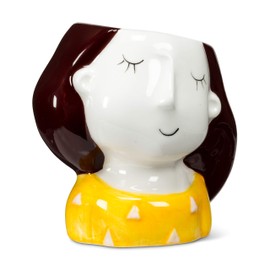 Abbott Collection 27-MINIKIN-441 Sm Girl w/YLW Dots Planter-3.5" H, Yellow