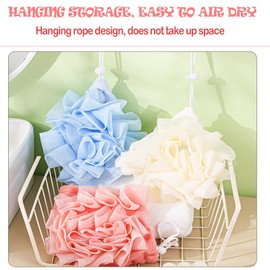 4pcs loofah washcloth Combo 2 in 1 bar soap loofah Pouch Holder Mesh Shower Ball for Exfoliating Body Wash Smooth Skin Free Loofah Dish Towel (Mixed Color)