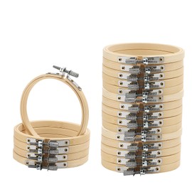 SENJEOK 20 PCS 4 Inch Bamboo Embroidery Hoop, Adjustable Bamboo Circle Cross Stitch Hoop Ring for Craft Sewing, DIY Project, Decoration