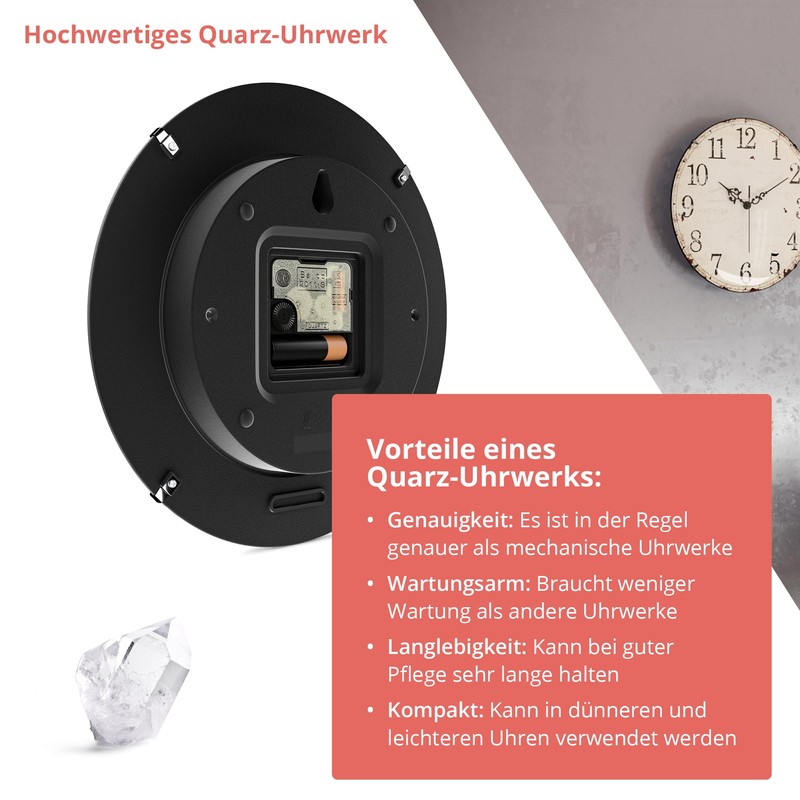 Mebus Quartz Wall Clock, Silent Movement - No Ticktack Noise,