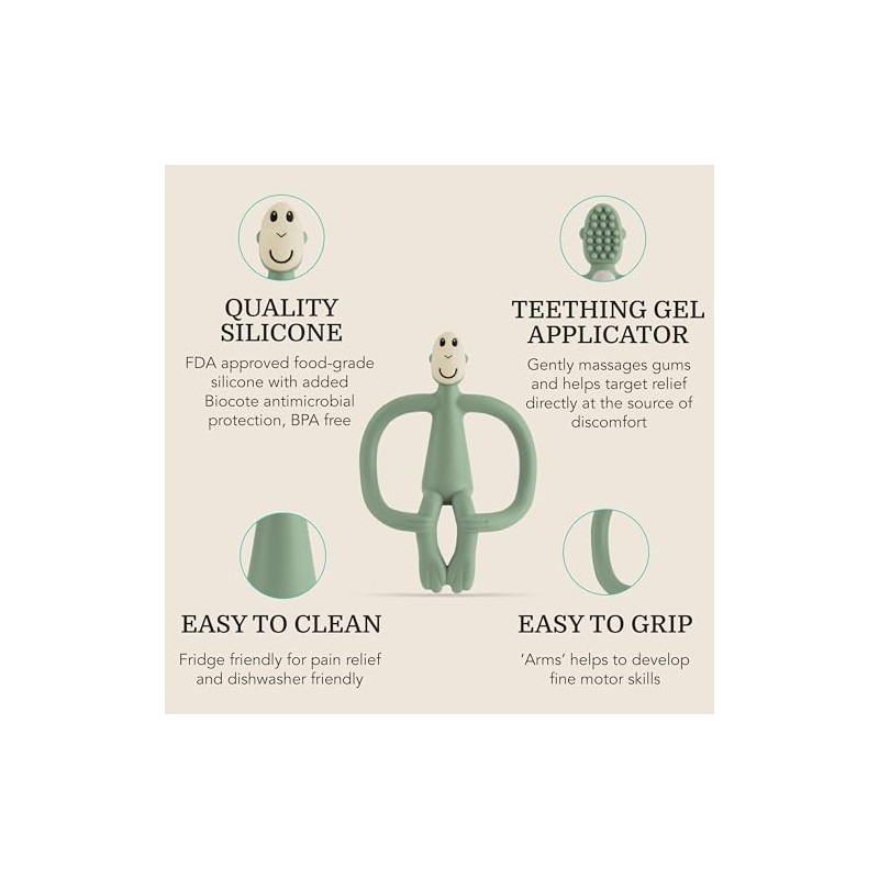 Matchstick Monkey Juguete Mordedera, Menta, Paquete De 1 Count