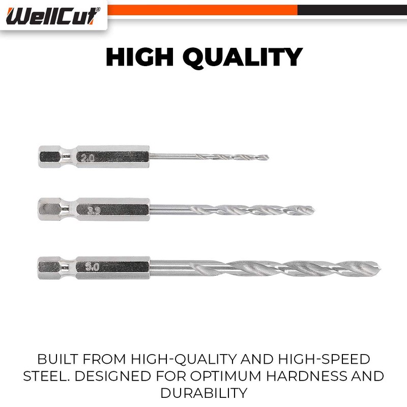 12 Piece Steel Drill Bit Set, hex Shank high Speed